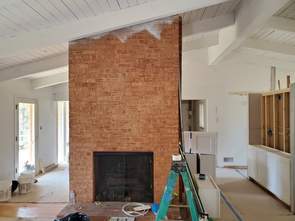Chimney before painting and repair