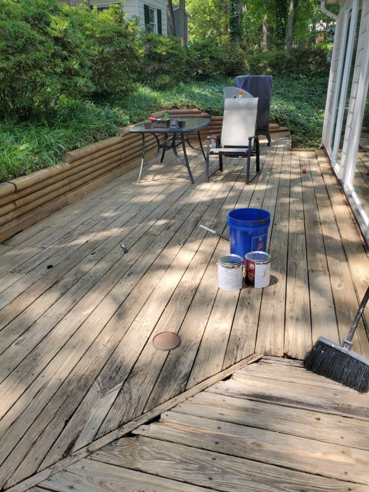 Deck after pressure washing